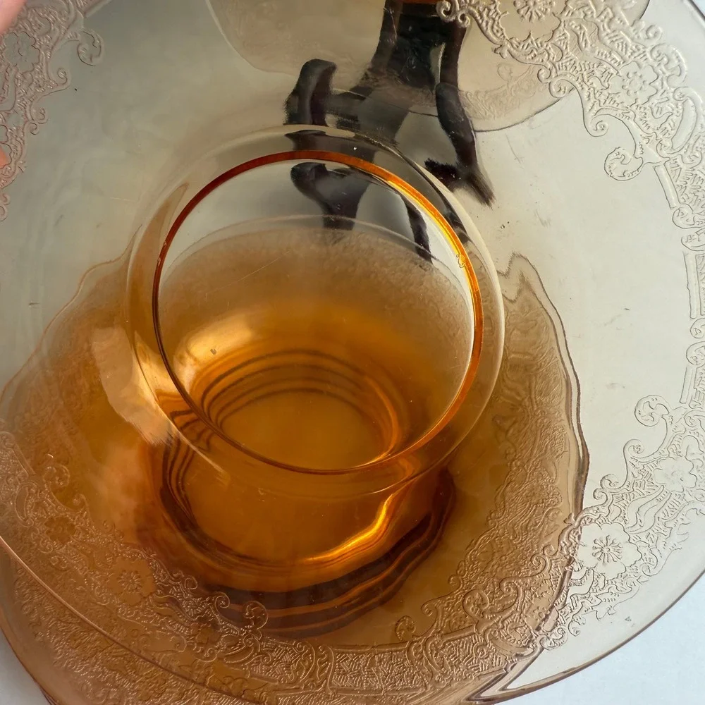 Vintage Amber Fostoria Etched Vesper Amber Plates 6